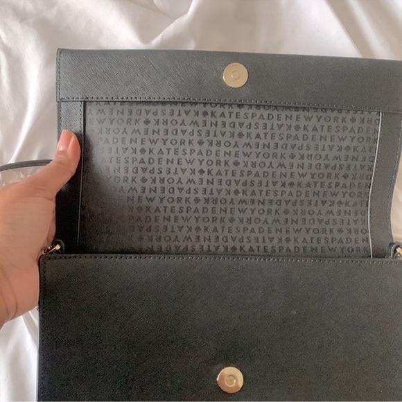 KATE SPADE NEW YORK ♠️ pink black bow crossbody shoulder bag saffiano leather - Picture 4 of 6